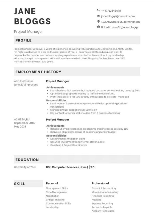 CV sample